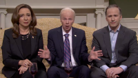 Maya Rudolph as Vice President Kamala Harris, Dana Carvey as President Joe Biden and Andy Samberg as Doug Emhoff